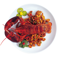 baked lobster with a garnish